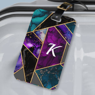 Eleganter türkisfarbener lila Glitzer mädchenhaft Gepäckanhänger