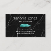 Eleganter türkisfarbener Nagellack schwarzer Marmo Visitenkarte (Rückseite)