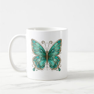 Eleganter türkisfarbener Schmetterling Klassische  Kaffeetasse
