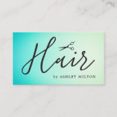 Eleganter türkisfarbener Schwarzer Scheren Haarsti Visitenkarte (Vorderseite)