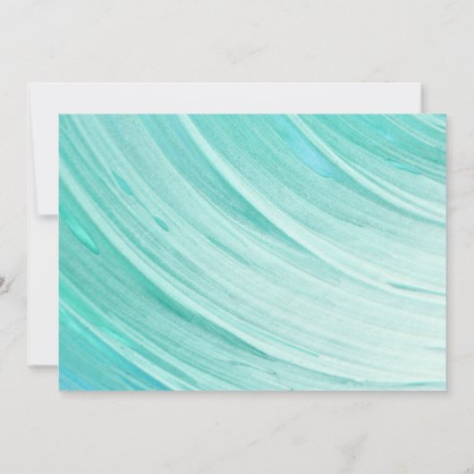 Eleganter türkisfarbener Tides Beach Save the Date (Rückseite)