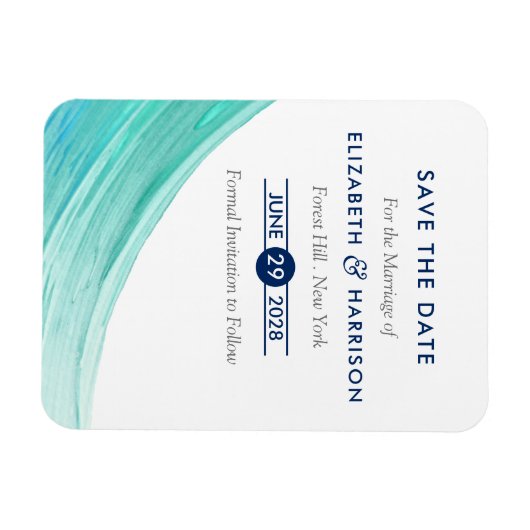 Eleganter türkisfarbener Tides Beach Save the Date Magnet (Horizontal)