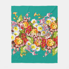 Eleganter türkisfarbener Vintager floraler Persona Fleecedecke