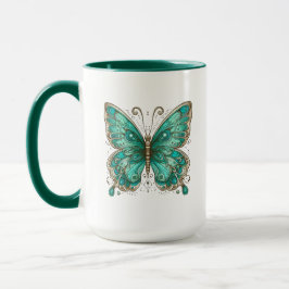 Eleganter Türkisschmetterling Combo Tasse