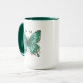 Eleganter Türkisschmetterling Combo Tasse (Vorderseite Links)