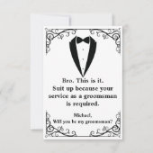 eleganter tuxedo minimaler chic Trauzeuge Vorschla Einladung (Vorderseite)