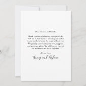 Eleganter Typ Minimale Foto Hochzeit Dankeskarte (Rückseite)
