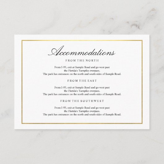 Eleganter Typ Schwarz & Weiß-Goldgrenzenverschluss Begleitkarte (Rückseite)