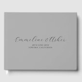 Eleganter Typ Script Serif Custom Gray Wedding Gästebuch (Vorderseite)