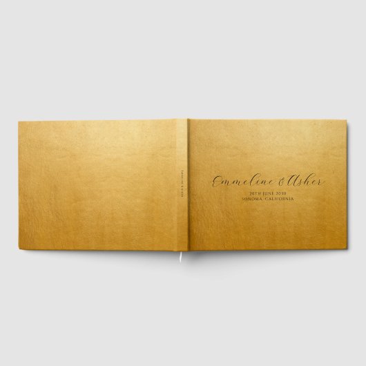 Eleganter Typ Skriptserif Custom Gold Wedding Gästebuch (Voll)