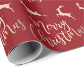 Eleganter Typografie Gold Frohe Weihnachtsreber Geschenkpapier (Rolleneckpunkt)