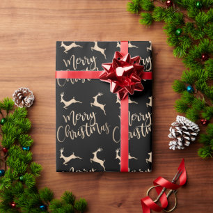 Eleganter Typografie Gold Frohe Weihnachtsreber Geschenkpapier