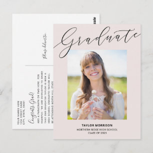 Eleganter Typografie Rosa und Schwarzer Abschluss Postkarte