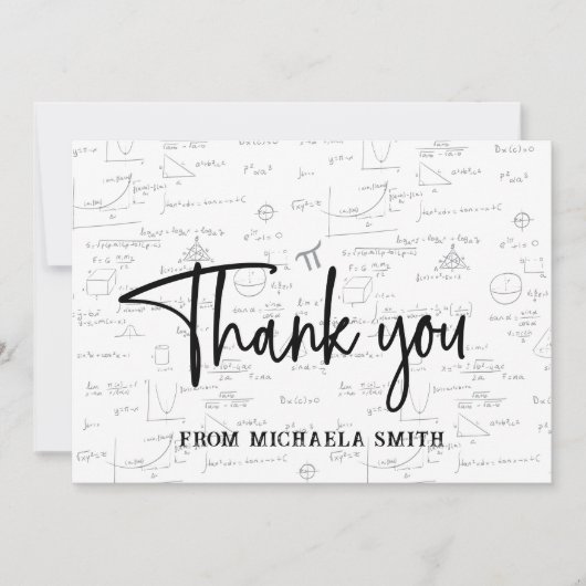 Eleganter Typografie Script Math Abschluss Dankeskarte (Vorderseite)