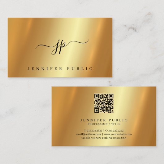 Eleganter Typografie-Script Monogram-Glamour Gold Visitenkarte (Vorne/Hinten)