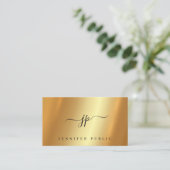 Eleganter Typografie-Script Monogram-Glamour Gold Visitenkarte (Stehend Vorderseite)