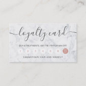 eleganter Typografie-trendiger weißer Marmor Treuekarte (Vorderseite)