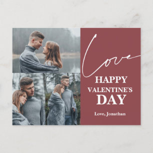 Eleganter Typografie Valentinstag Paar 3 Foto Feiertagspostkarte