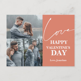 Eleganter Typografie Valentinstag Paar 3 Foto Feiertagspostkarte