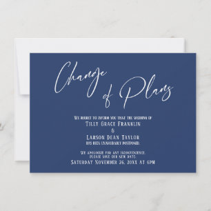 Eleganter Typografie-Wechsel von Plänen Navy Card Einladung