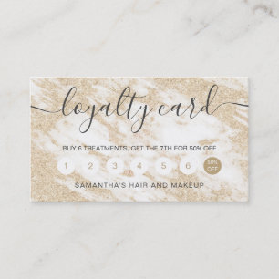 eleganter TypografiegoldGlitter-Weißmarmor Treuekarte
