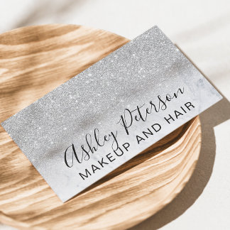 Eleganter typografischer Glitzer aus silberfarbene Visitenkarte