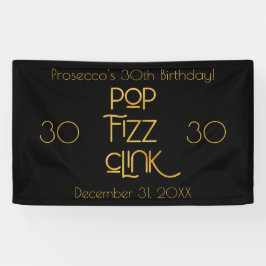 Eleganter Typografy Pop Fizz Clink Birthday Banner