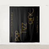 Eleganter Typografy Pop Fizz Clink Birthday Wandteppich (Vorderseite)