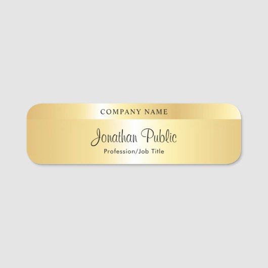 Eleganter Typografy Script Template Glamour Gold Namensschild (Vorderseite)