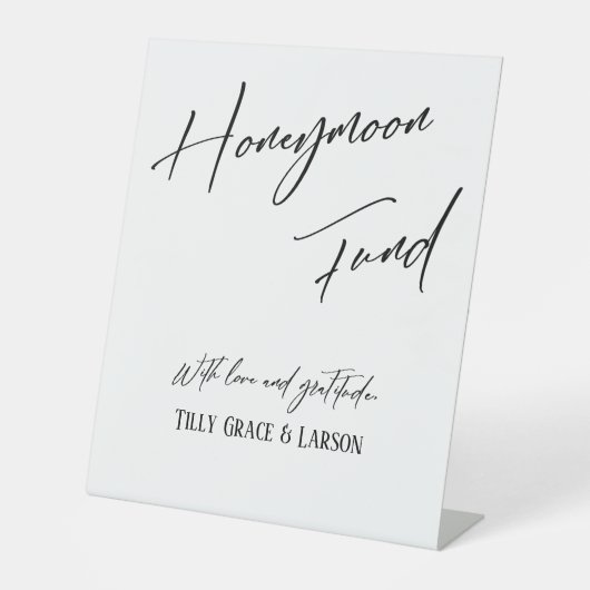Eleganter Typografy Simple Honeymoon Fund White Sockelschild (Vorderseite)