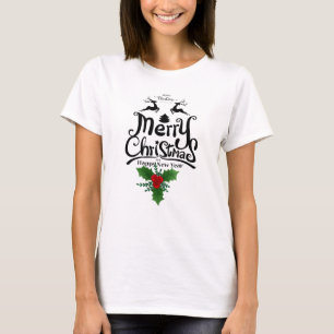 Eleganter Typograph "Frohe Weihnachten - Glück im T-Shirt