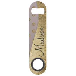 Eleganter u. Girly GoldGlitzer punktiert beige Speedflaschenöffner