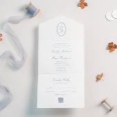 Eleganter UAWG Calligraphy Dusty Blue QR Code All In One Einladung