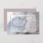 Eleganter UAWG Plum Dusty Blue Marble Tinte RSVP Karte (Vorne/Hinten)