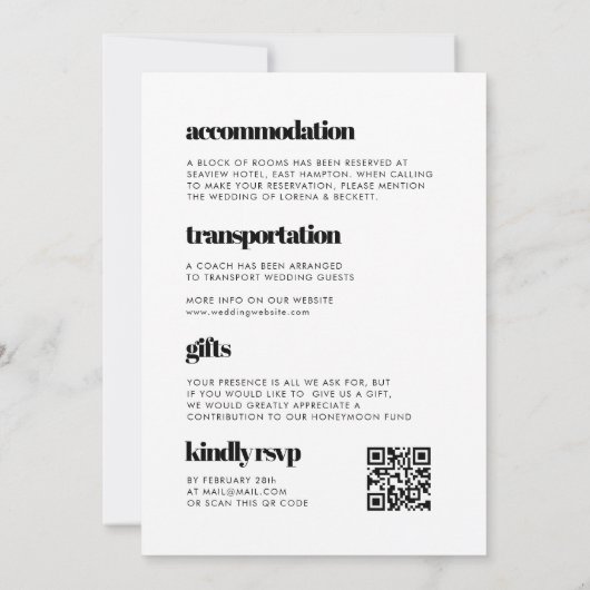 Eleganter UAWG QR-Code in einem Hochzeitsszenario- Einladung (Rückseite)