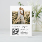 Eleganter UAWG QR-Code mit Foto-Hochzeit RSVP Karte (Stehend Vorderseite)