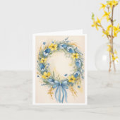 Eleganter ukrainischer Flaggenfarbenkranz Karte (Gelbe Blume)