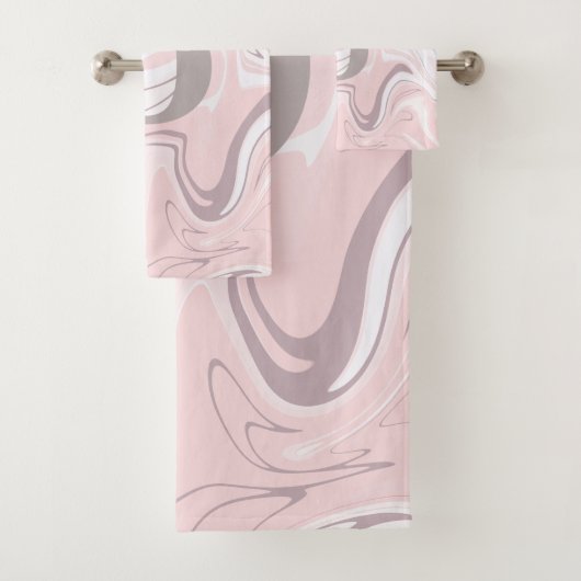 Eleganter unbedeutender rosa und weißer badhandtuch set (Insitu)