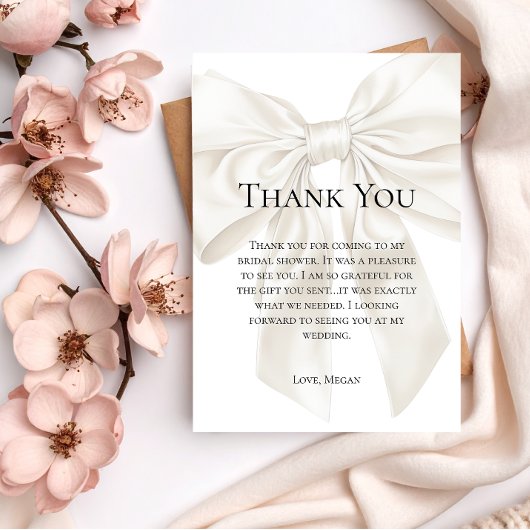 Eleganter und einfacher Bow Theme Polterabend Dankeskarte