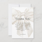 Eleganter und einfacher Bow Theme Polterabend Dankeskarte (Vorderseite)