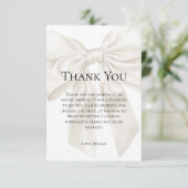 Eleganter und einfacher Bow Theme Polterabend Dankeskarte (Stehend Vorderseite)