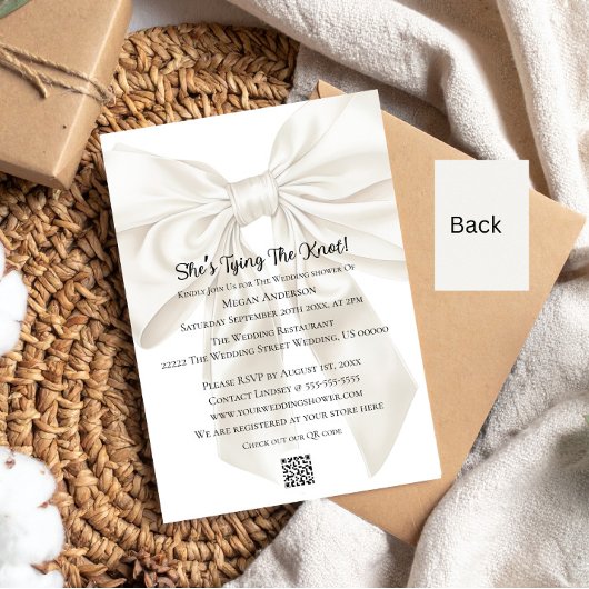 Eleganter und einfacher Bow Theme Polterabend Einladung