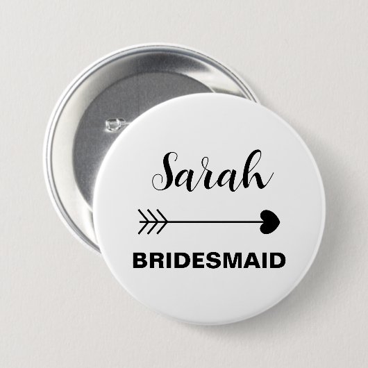 Eleganter und einfacher Individuelle Name Bridesma Button (Vorne & Hinten)