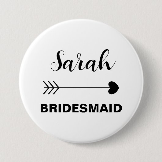 Eleganter und einfacher Individuelle Name Bridesma Button (Vorderseite)