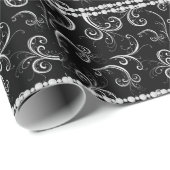 Eleganter und eleganter Damast mit White Diamonds Geschenkpapier (Rolleneckpunkt)