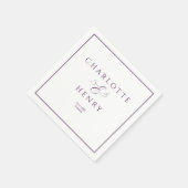 Eleganter und eleganter Rahmen Lila & White Weddin Serviette (Ecke)