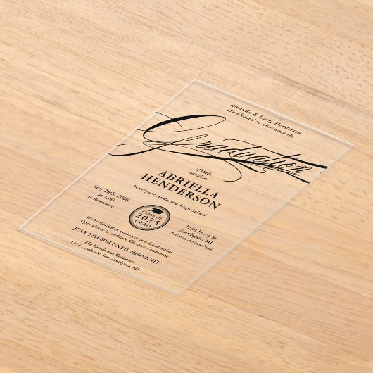 Eleganter und formaler Script-Abschluss Acryleinladungen (Ablage )