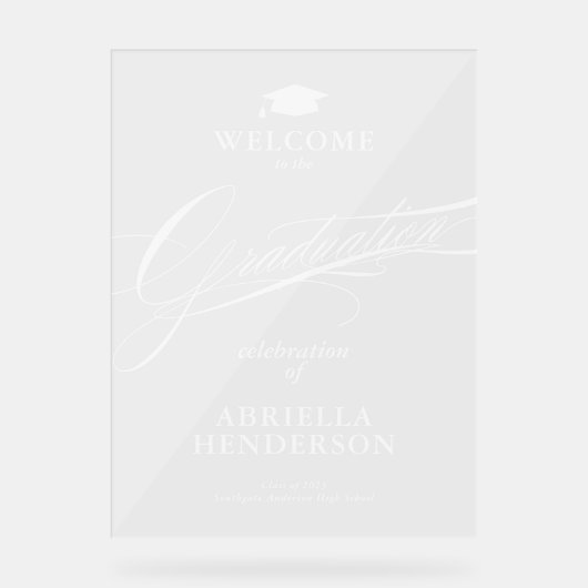 Eleganter und formaler Script-Abschluss Acrylschild (Vorderseite)