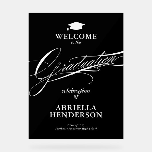 Eleganter und formaler Script-Abschluss Acrylschild (Vorderseite)