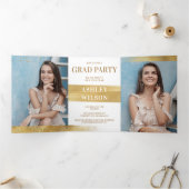 Eleganter und Fun Gold Abschluss Einladung dreimal (Innenseite)